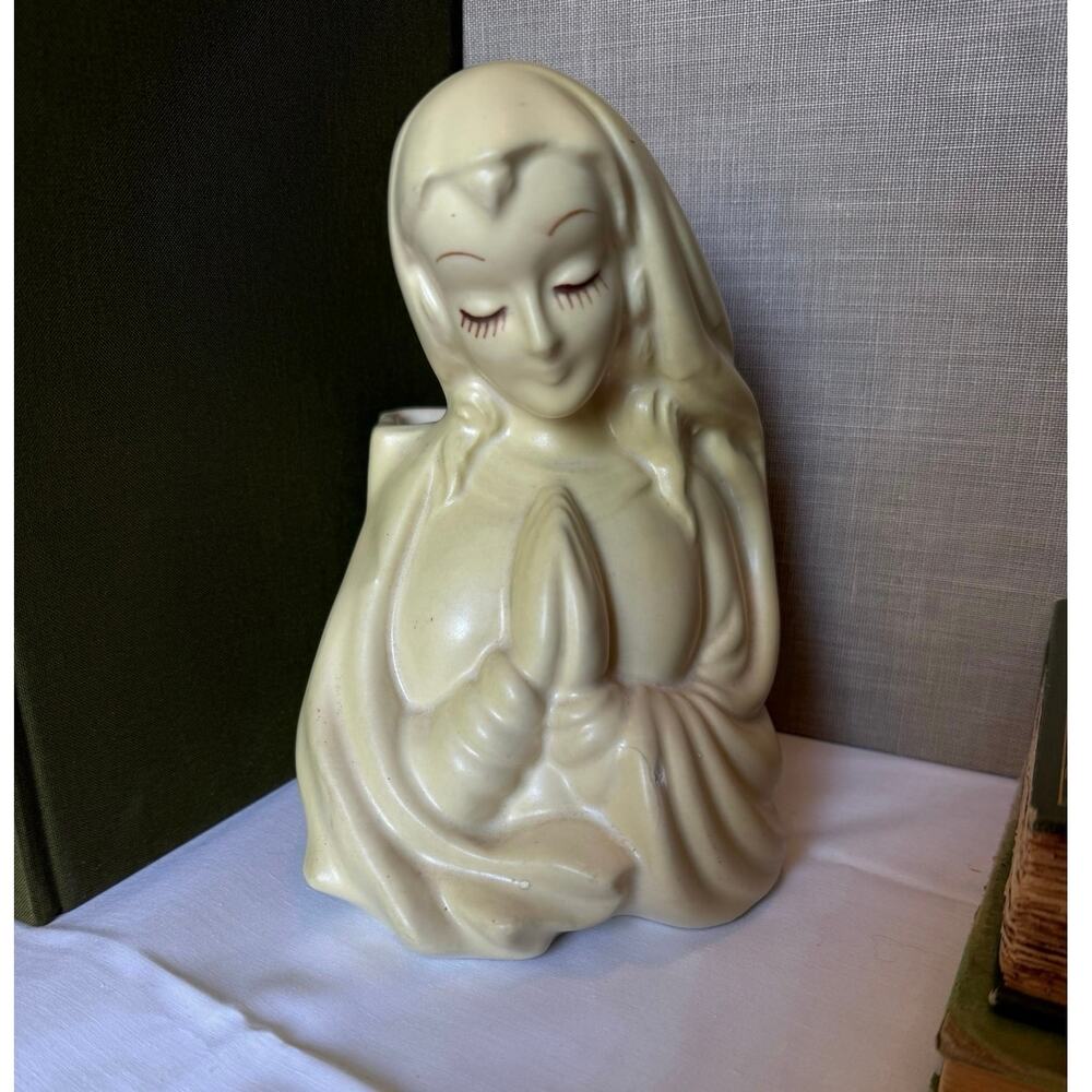 Hall Madonna Planter – Signed Hall USA 24 – 7.5” Vintage Ceramic – Religious Art